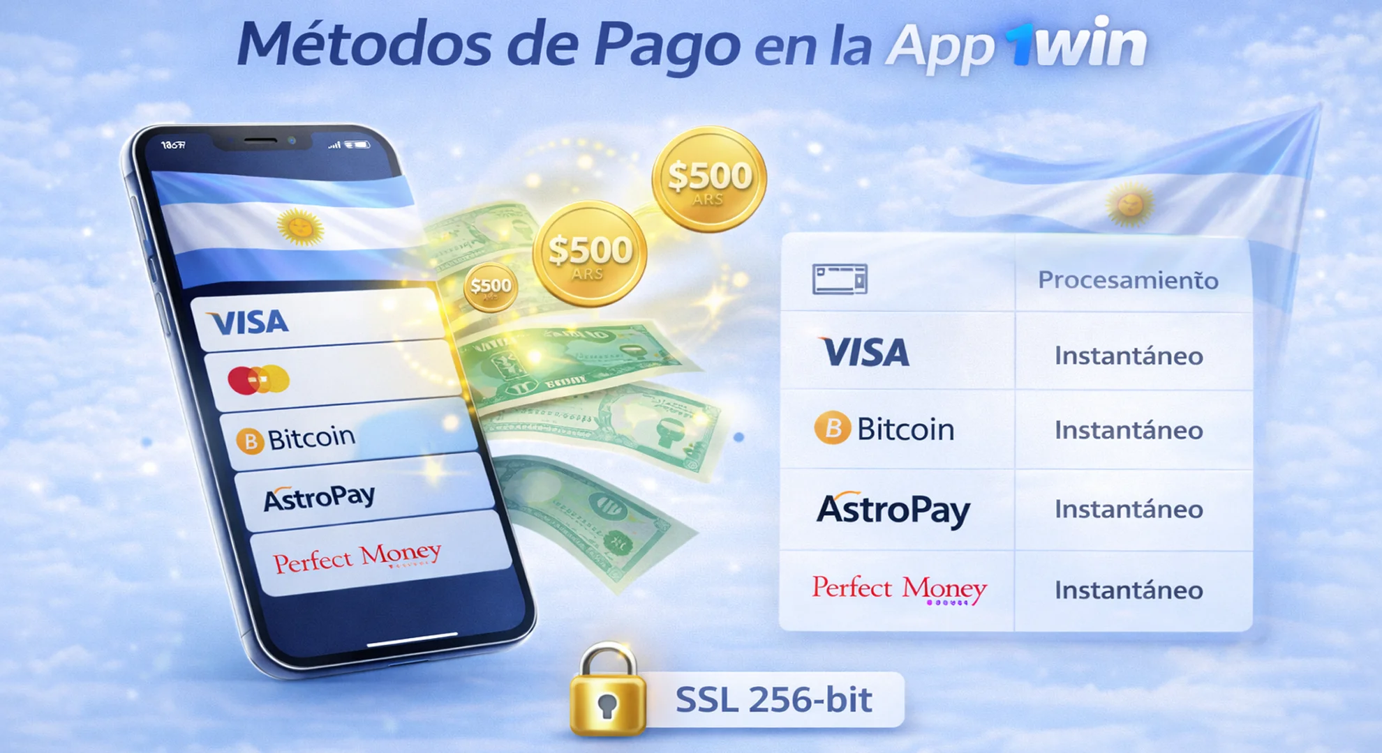 Depósitos y retiros en la aplicación 1win - opciones para Argentina